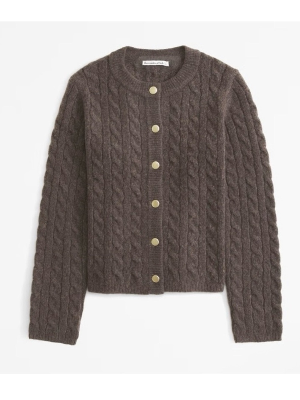NWOT - Abercrombie & Fitch Novelty Button Cable Crew Cardigan in Brown - Picture 2 of 4